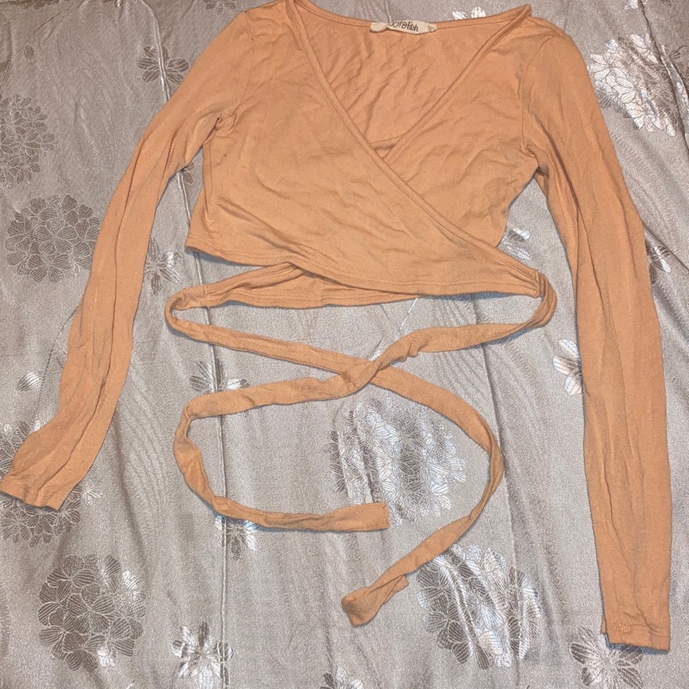 Peach Long Sleeve Crop Top